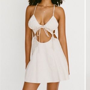 Sabo skirt backless Kobi cut out ruched beige dress size xs